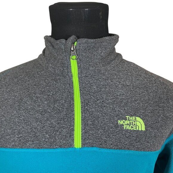 The North Face Boy's Teal Grey 1/4 Light Weight Pullover Sweatshirt XL 18/20 - Picture 2 of 8